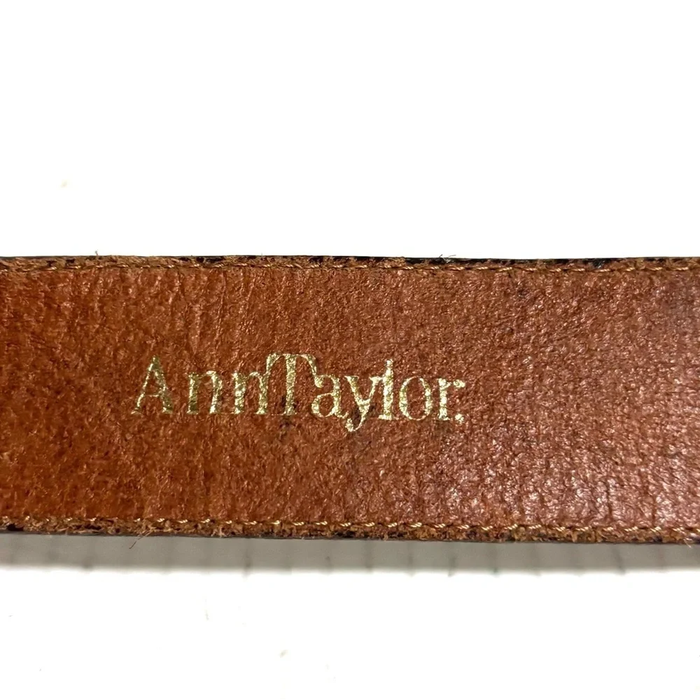 Ann Taylor Brown Leather Belt with Gold Accents size M - Picture 3 of 4
